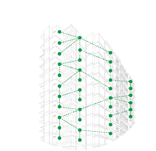 EMIoT Emergency Lighting Network & Monitoring System LoRa-Mesh Communication Building Diagram